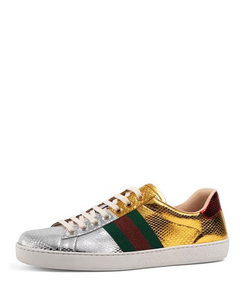 gucci ace snake sneaker|Gucci ace metallic snakeskin sneakers.